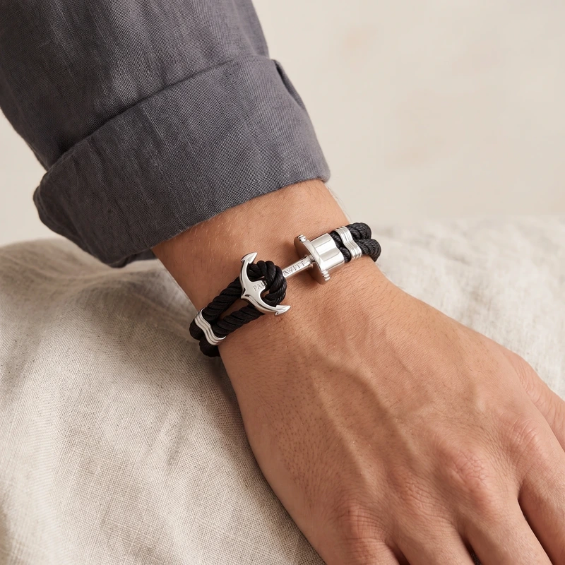 Phrep Bracelet Silver Black 16-17 cm