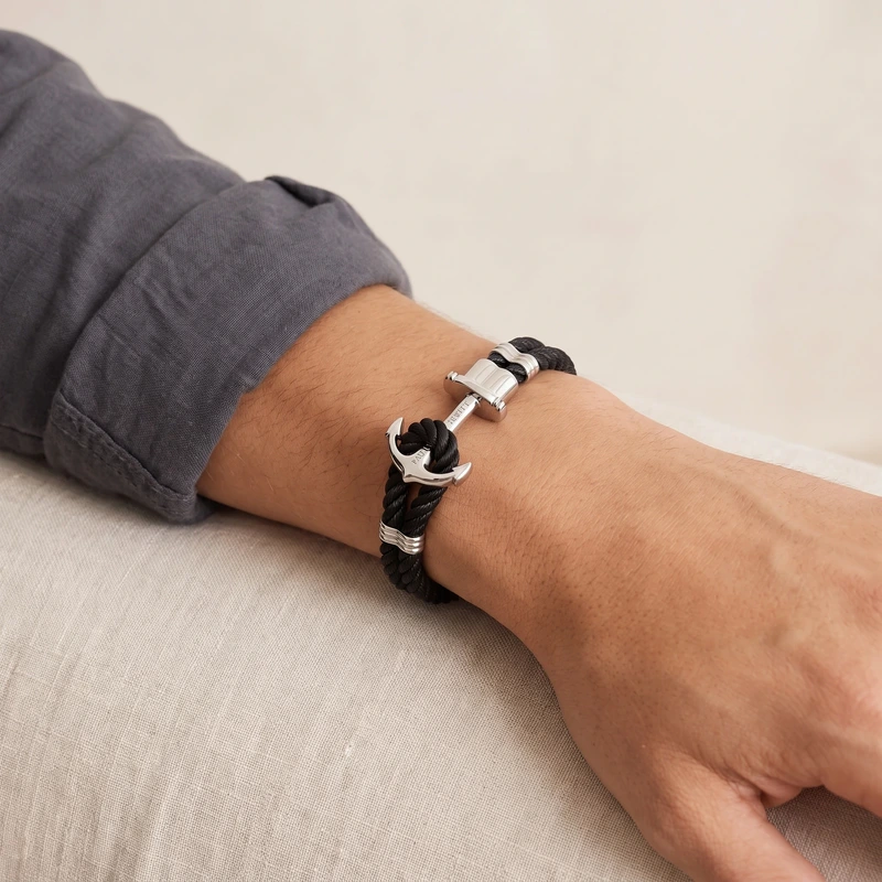 Phrep Bracelet Silver Black 17-18 cm
