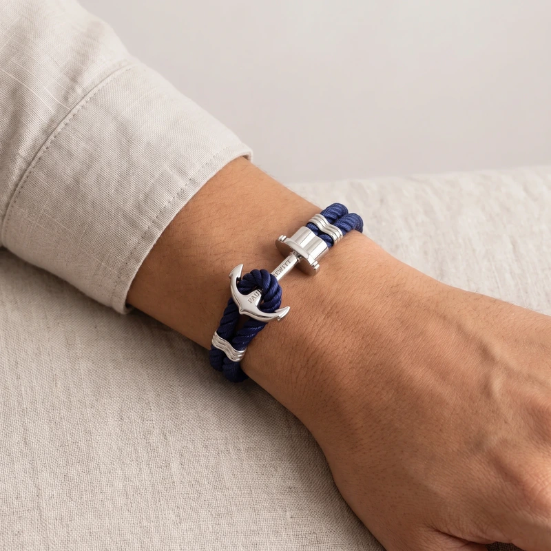 Phrep Bracelet Silver Navy Blue 16-17 cm