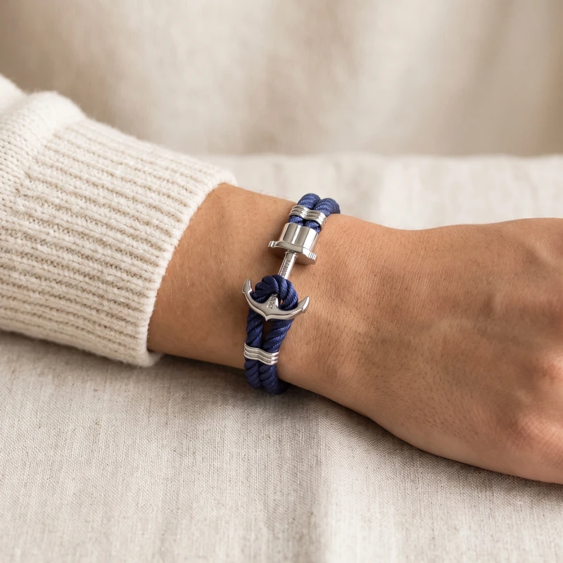 Phrep Bracelet Silver Navy Blue 18-19 cm