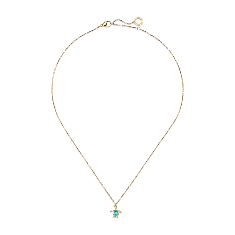 Turtle Mono Necklace Aquamarine