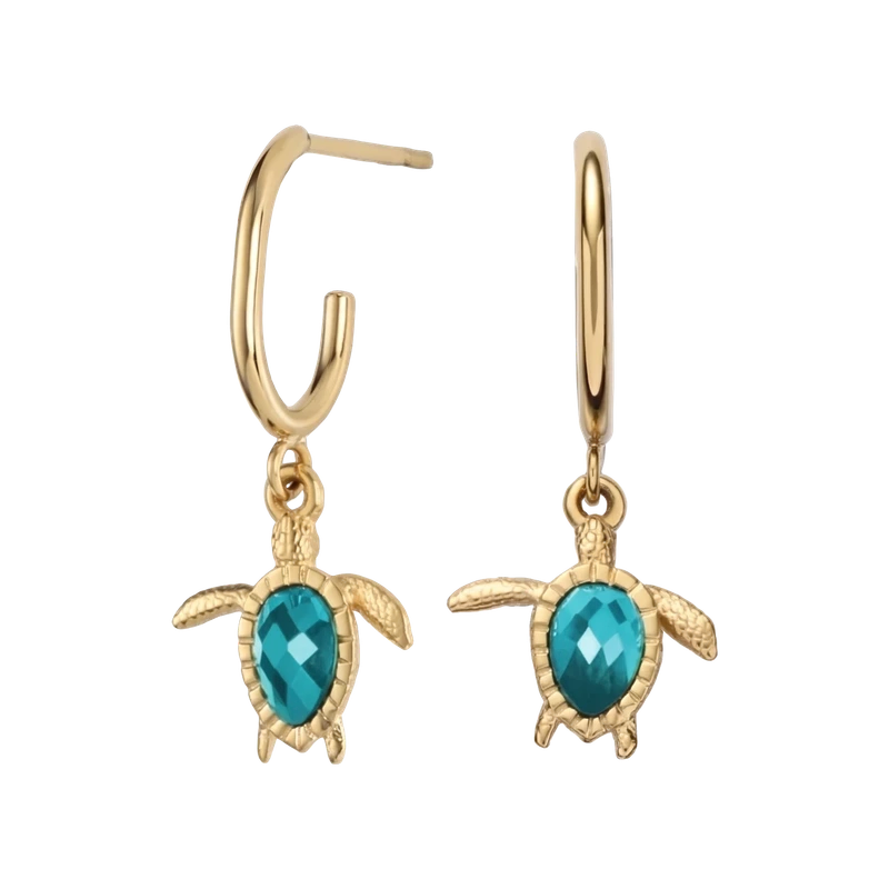 Turtle Hoops Earring Aquamarine