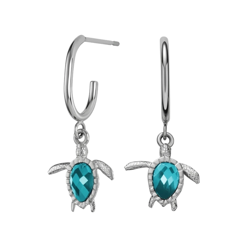 Turtle Hoops Earring Aquamarine