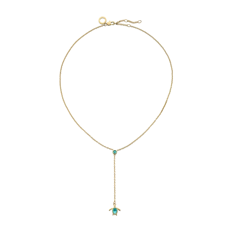 Turtle Y Necklace Aquamarine