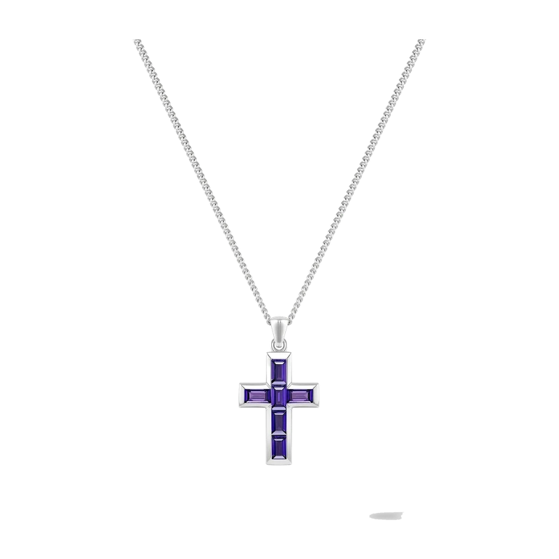 Gemstone Cross Pendant - Amethyst