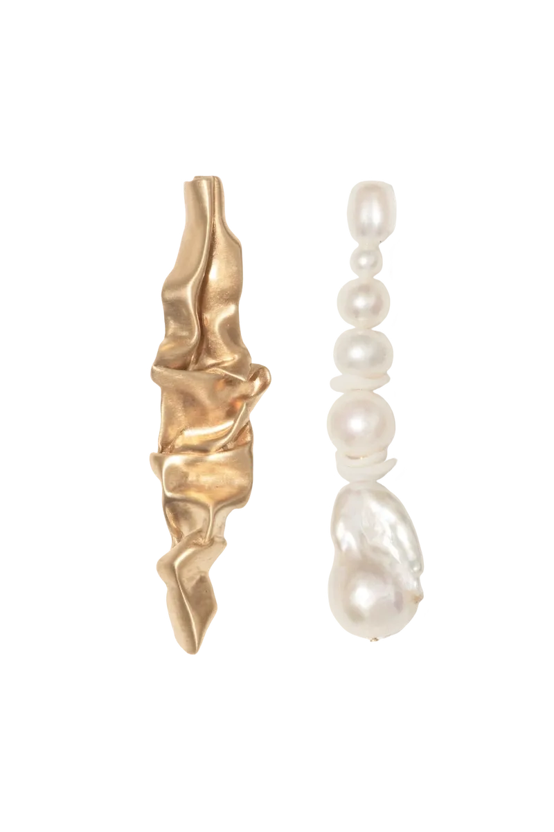 Crumple - Pearl and Ceramic Gold Vermeil Earrings