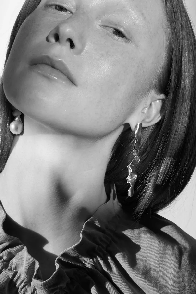 Crumple - Pearl and Ceramic Gold Vermeil Earrings