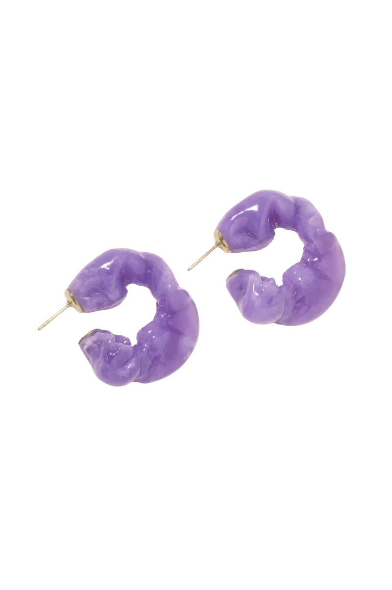 Ruffle - Bio Resin and Recycled Gold Vermeil Earrings Purple