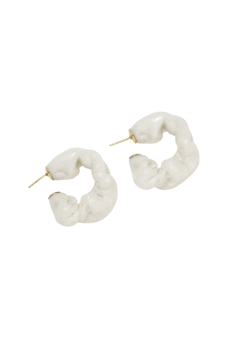 Ruffle - Bio Resin and Recycled Gold Vermeil Earrings White