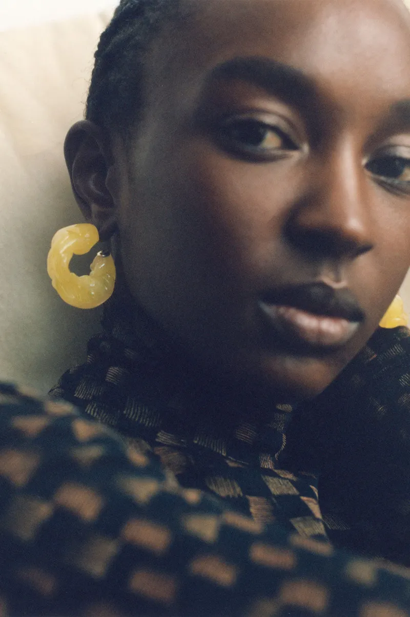 Ruffle - Bio Resin and Recycled Gold Vermeil Earrings White
