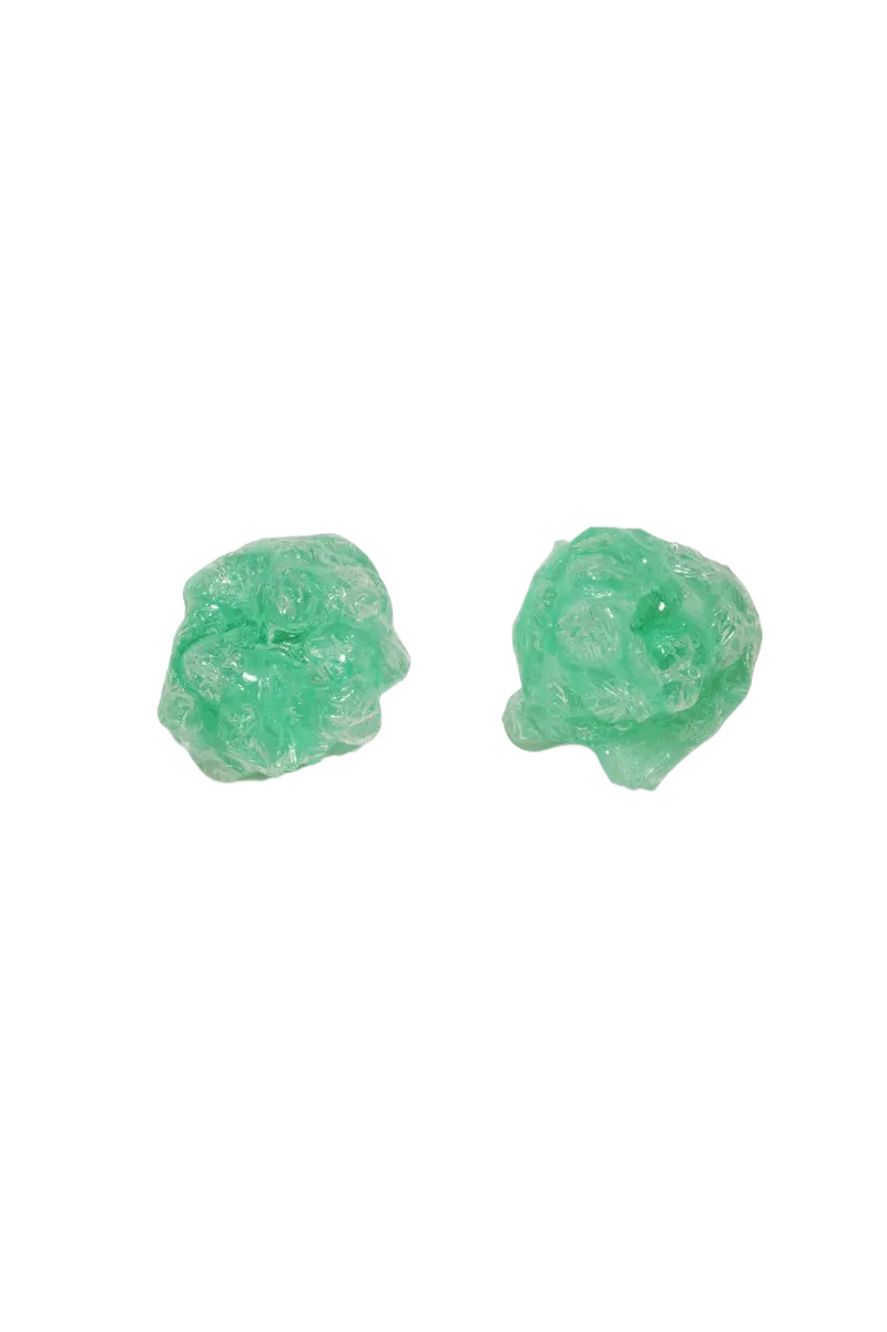 Padding - Green Bio Resin Bubble Wrap and Gold Vermeil Earrings