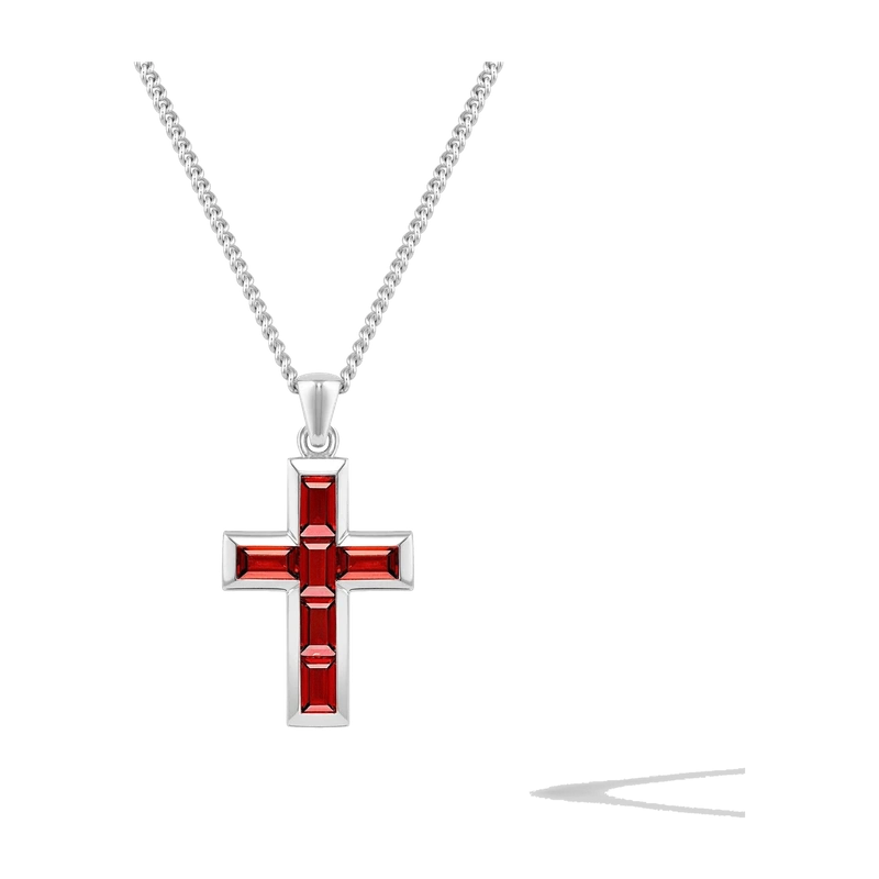 Gemstone Cross Pendant - Ruby