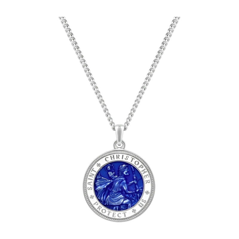 St. Christopher Pendant - Sapphire Blue