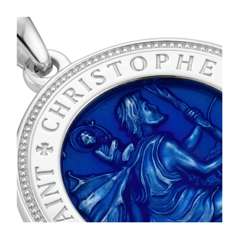 St. Christopher Pendant - Sapphire Blue