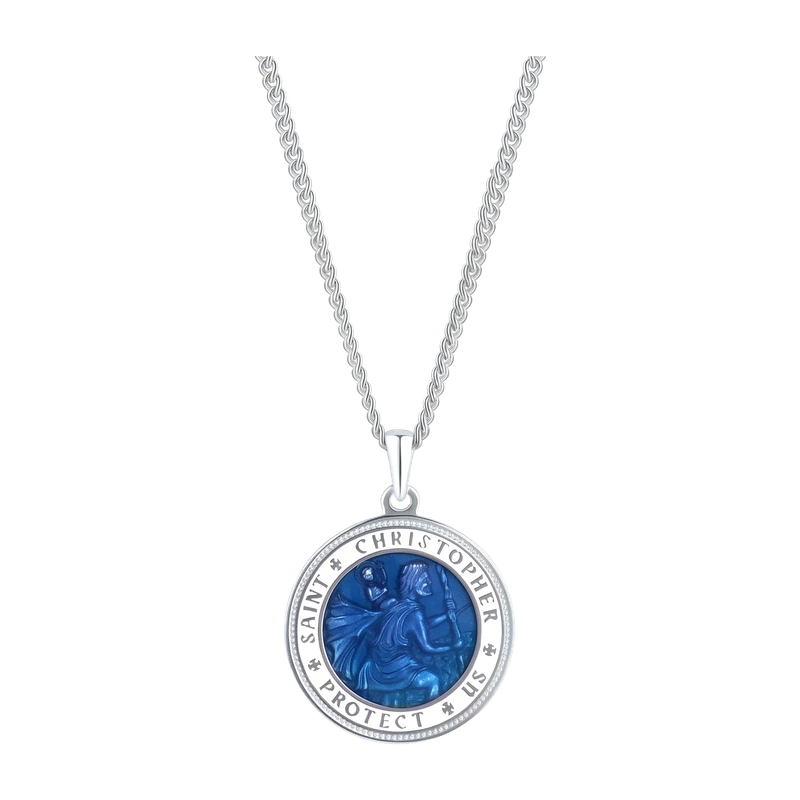 St. Christopher Pendant - Sapphire Blue