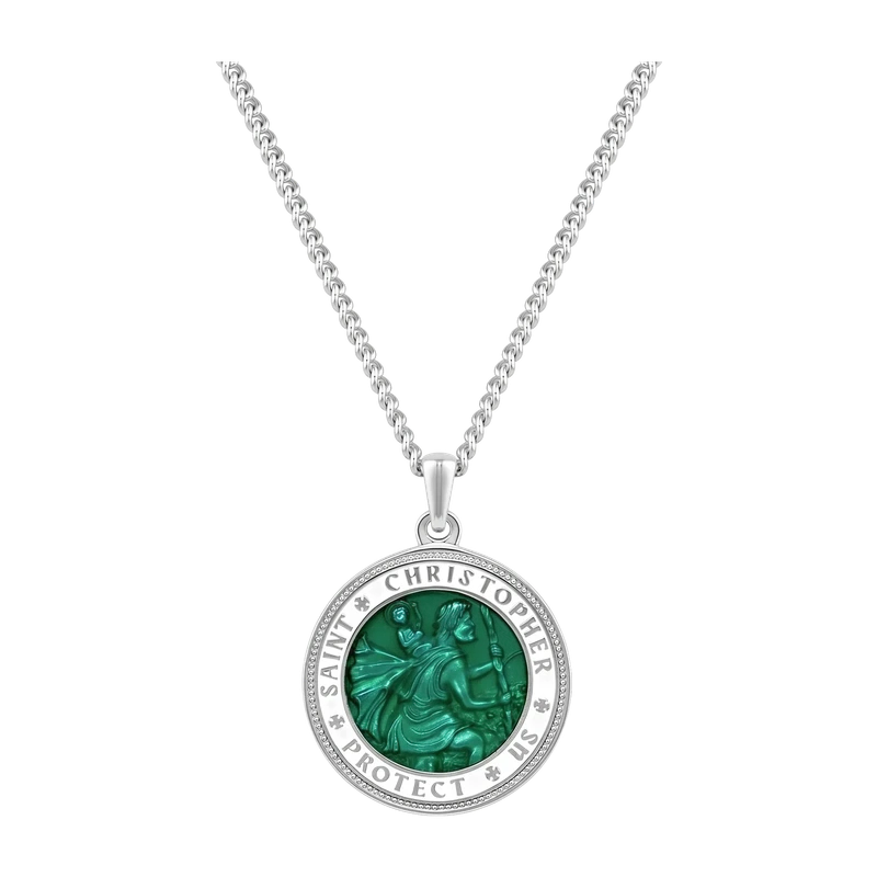 St. Christopher Pendant - Emerald Green