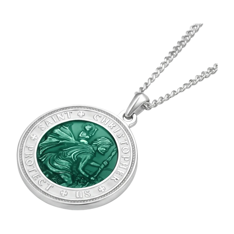 St. Christopher Pendant - Emerald Green