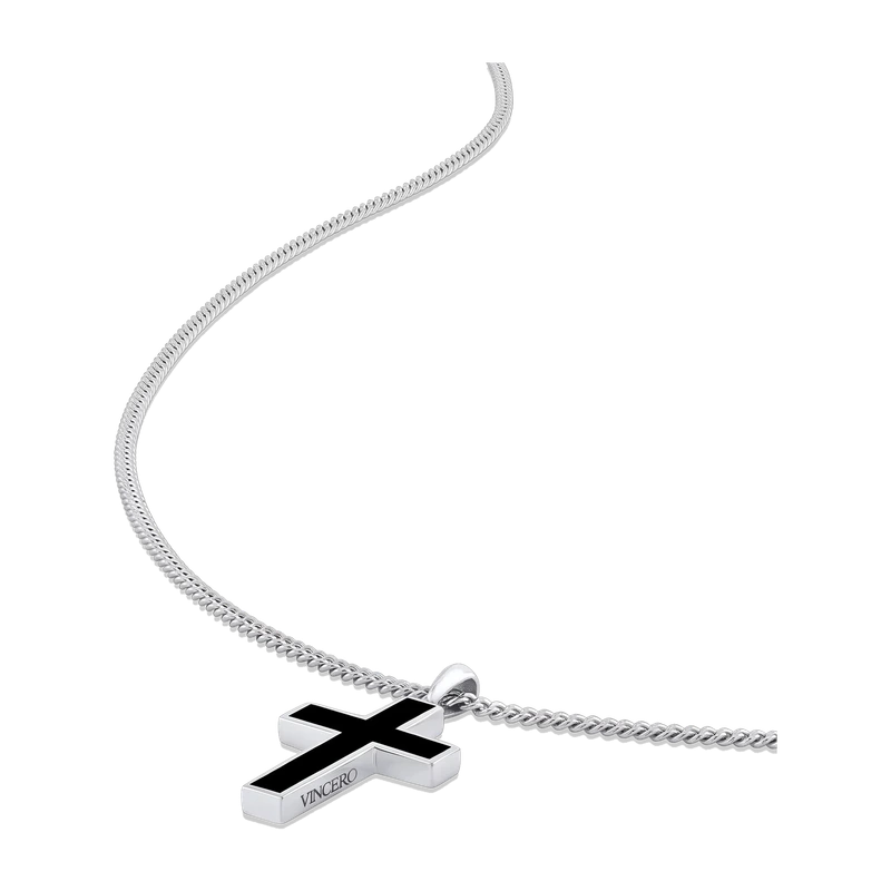 Stone Cross Pendant - Black Onyx
