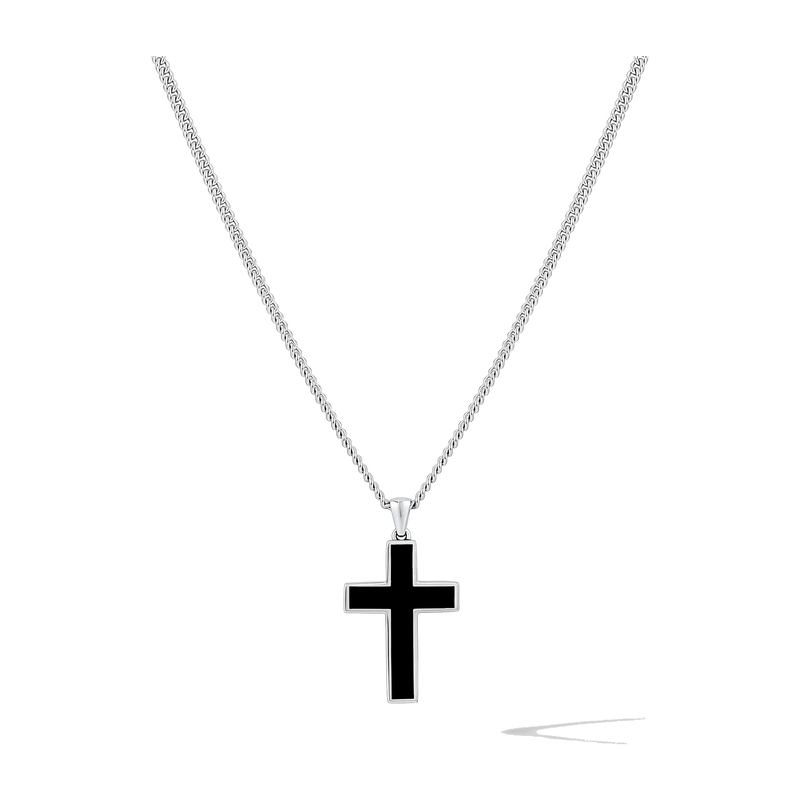 Stone Cross Pendant - Black Onyx