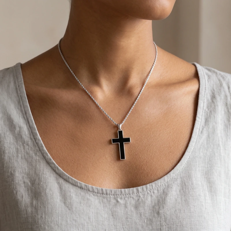 Stone Cross (Large) - Black Onyx