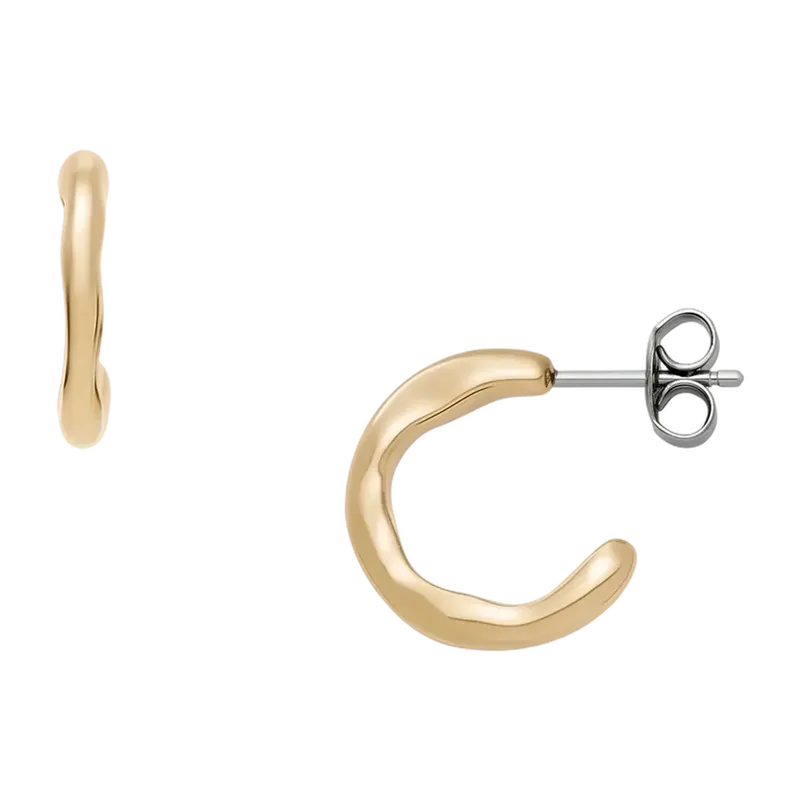 Moderne Stak Gold-Tone Stainless Steel Hoop Earrings