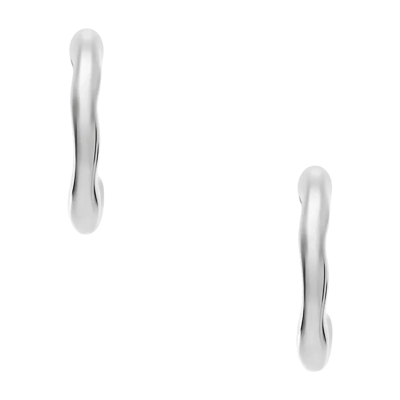 Moderne Stak Silver-Tone Stainless Steel Hoop Earrings