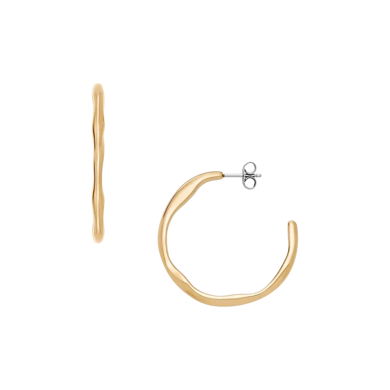 Moderne Stak Gold-Tone Stainless Steel Hoop Earrings