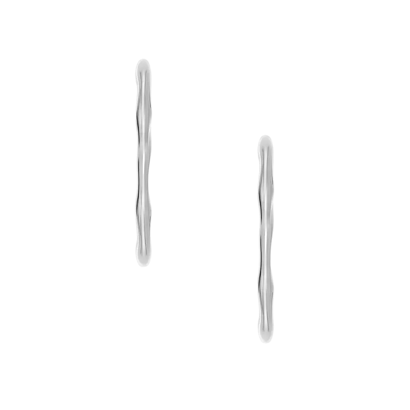 Moderne Stak Silver-Tone Stainless Steel Hoop Earrings