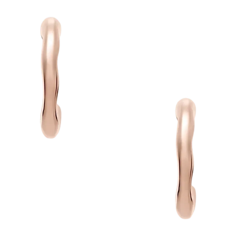 Moderne Stak Rose Gold-Tone Stainless Steel Hoop Earrings