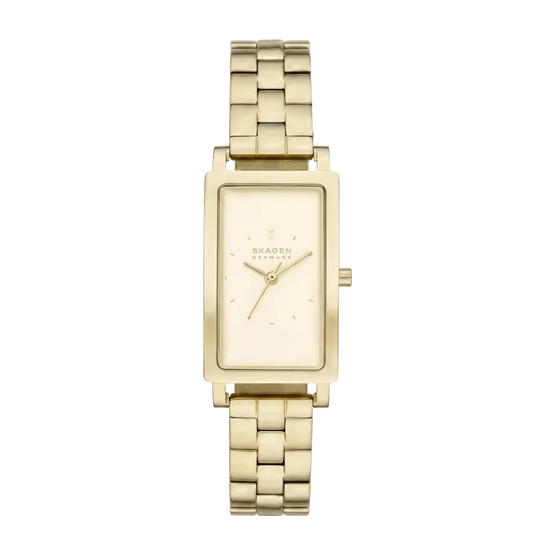 Hagen Lille Three-Hand Gold Stainless Steel Rectangular Watch