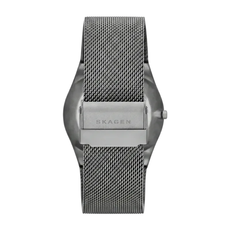 Melbye Titanium and Charcoal Steel Mesh Day-Date Watch