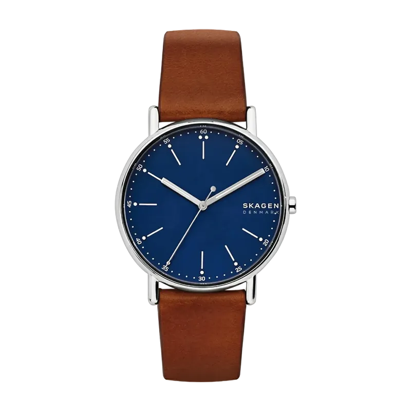 Signatur Medium Brown Leather Watch Blue