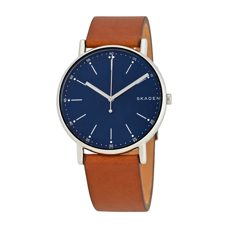 Signatur Medium Brown Leather Watch Blue