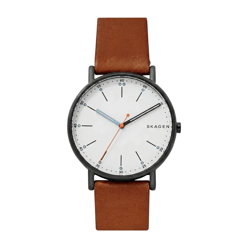 Signatur Medium Brown Leather Watch Black