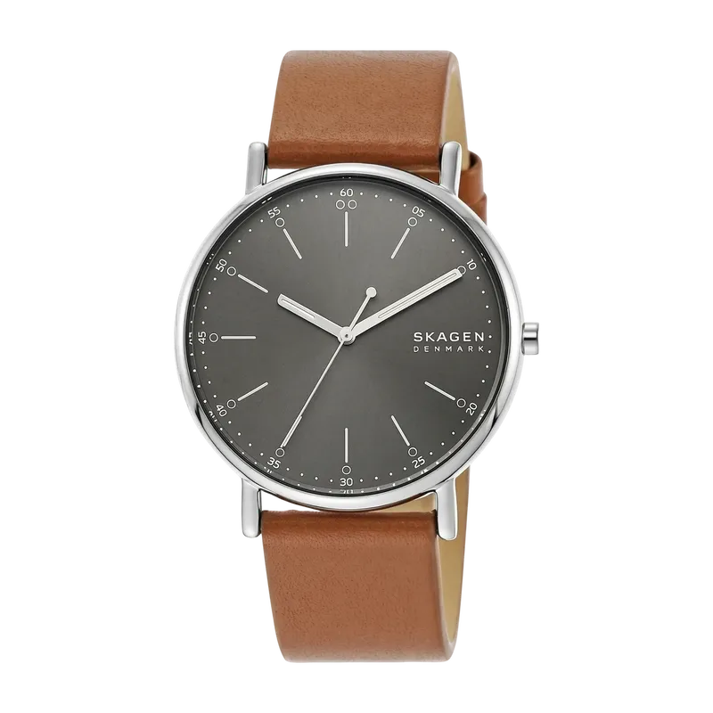 Signatur Three-Hand Medium Brown Leather Watch