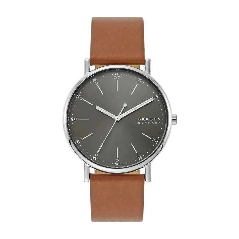 Signatur Three-Hand Medium Brown Leather Watch
