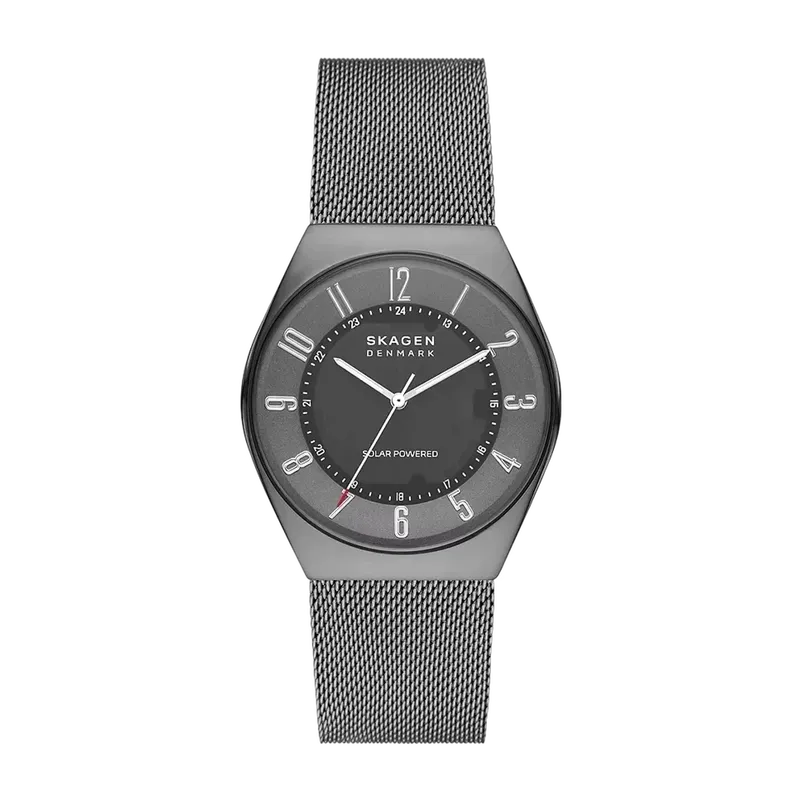 Grenen Solar-Powered Charcoal Stainless Steel Mesh Watch