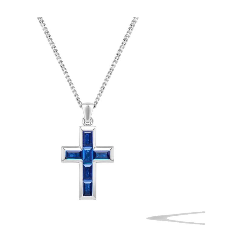 Gemstone Cross Pendant - Sapphire