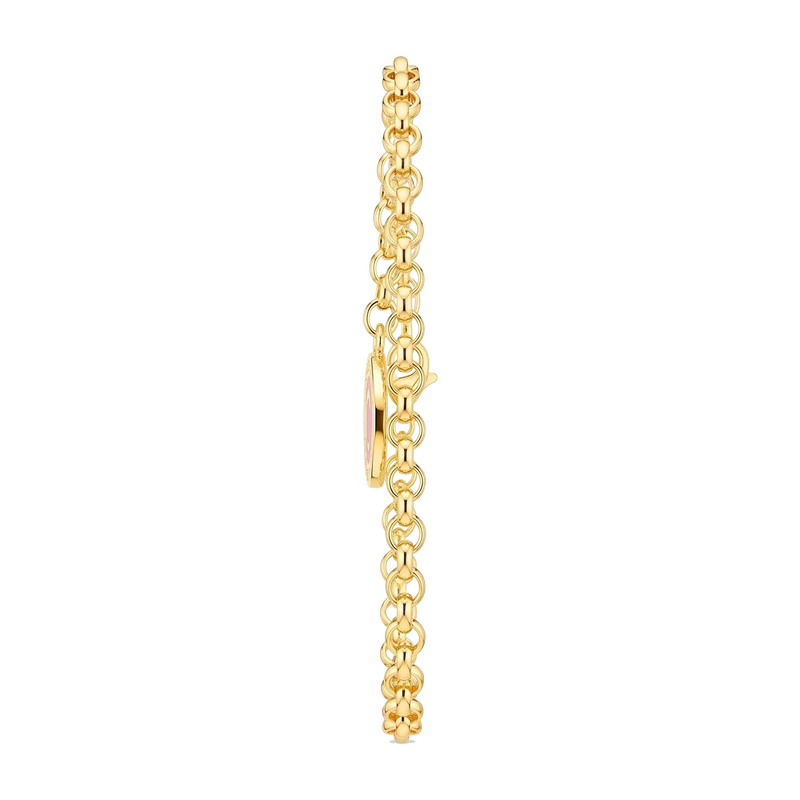 Charm Bracelet With Pink Cold Enamel Gold Plated